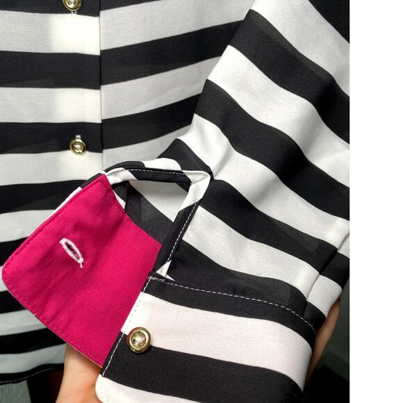 Banana Republic Black & White Striped Button Down Shirt - Picture 7 of 14